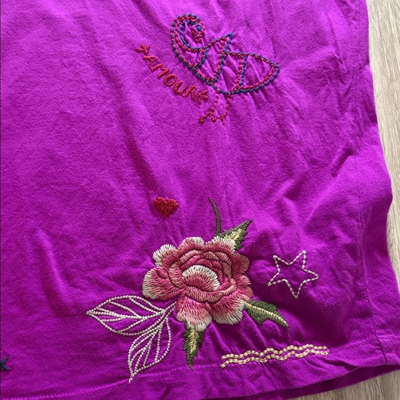 Johnny Was Kai Relaxed Short Sleeve Boxy Tee Shirt Magenta Size XL Women’s - Picture 6 of 13